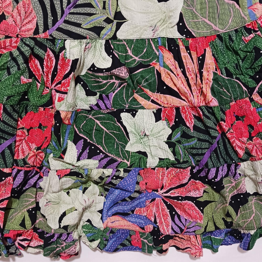 Angie Boho Multi Color Floral Print Tiered Ruffle Top Size L - Picture 4 of 8